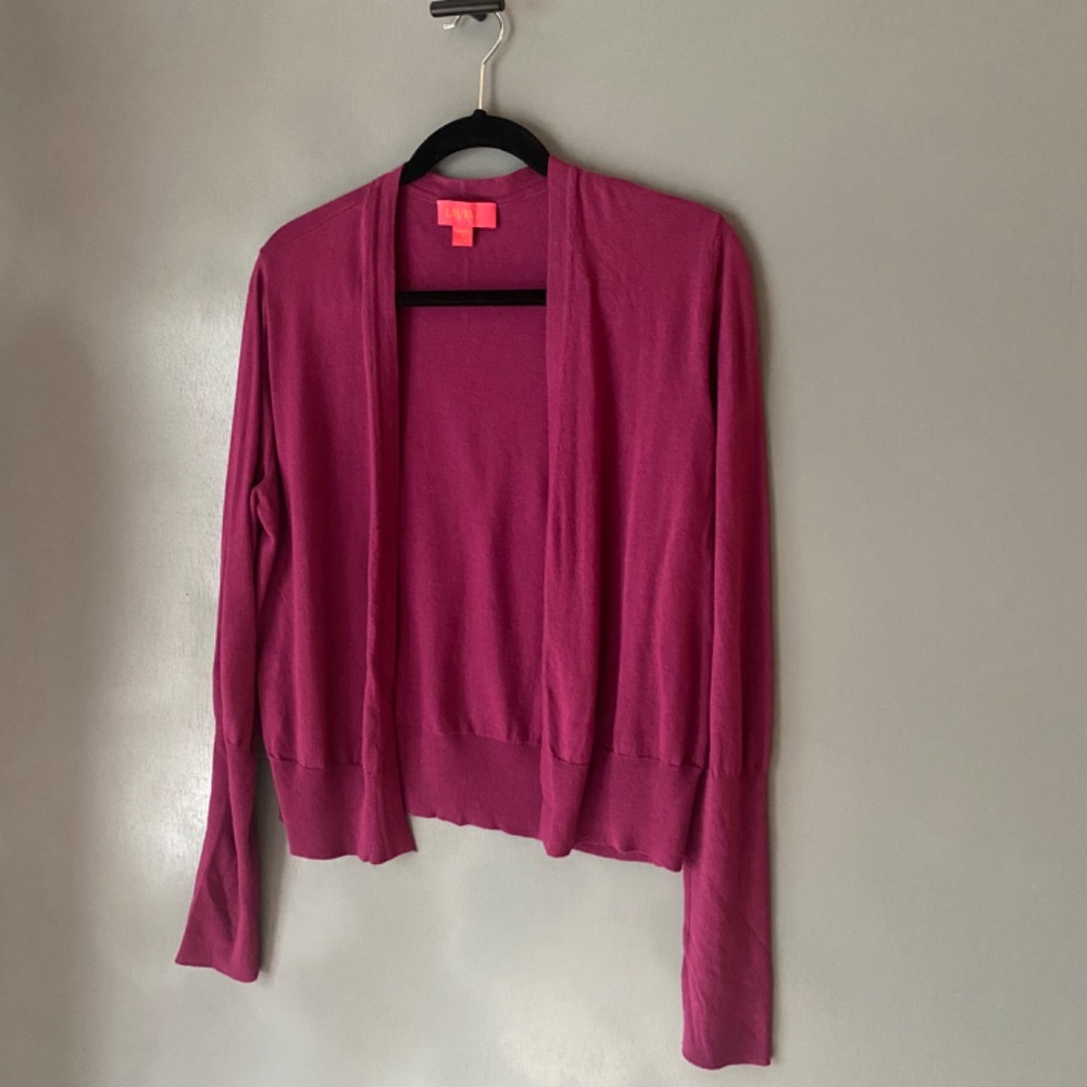 LAVIA Women's SMALL Purple Open Front Cardigan Made in Italy Cotton Colorful